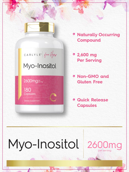 Authentic USA imported Carlyle Myo Inositol bottle on white background