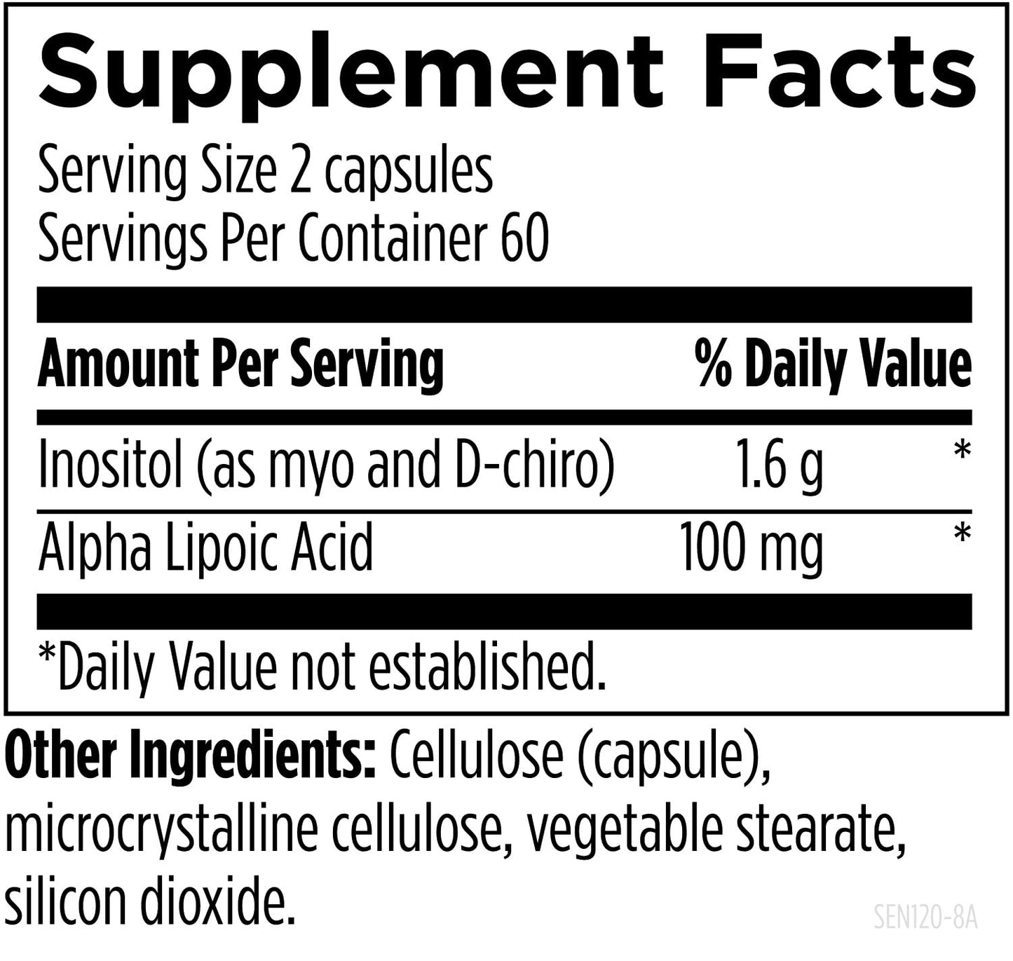 Supplement facts label of Designs For Health Sensitol