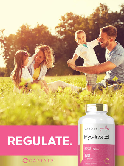 Professional studio shot of Carlyle Myo Inositol supplement bottle