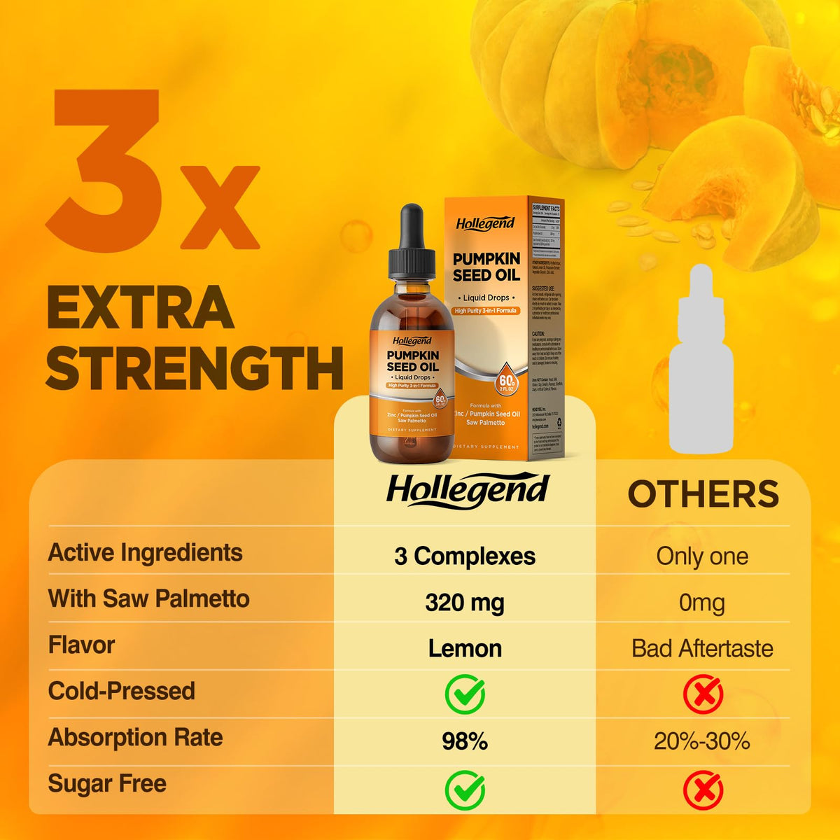 Hollegend liquid drops container displayed with natural lemon flavor graphics