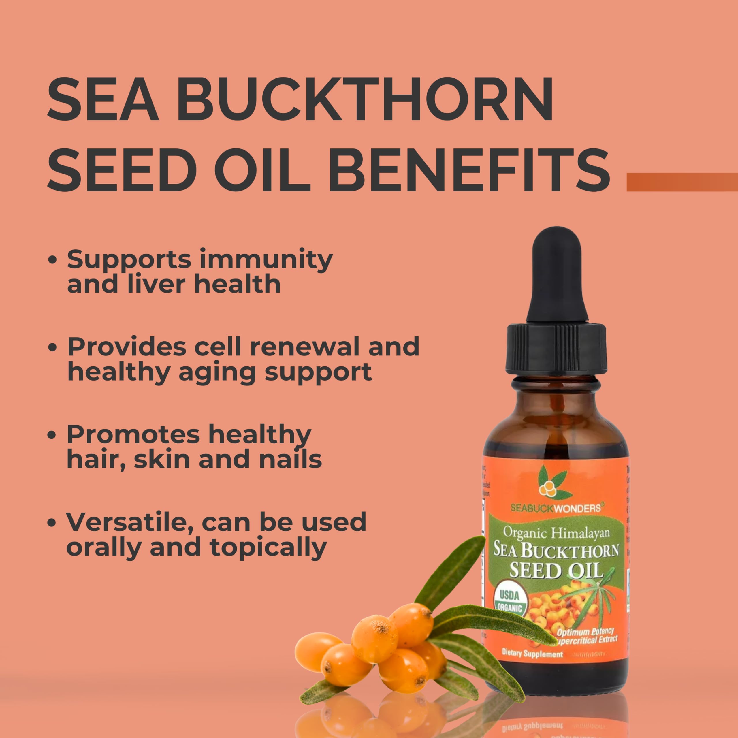 Seabuckwonders Organic Sea Buckthorn Seed Oil bottle label details