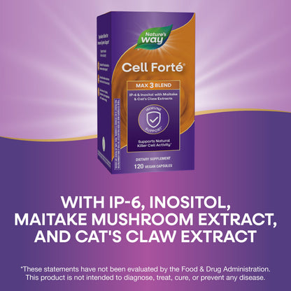Side view of Natures Way Cell Forte Max3 120 count bottle