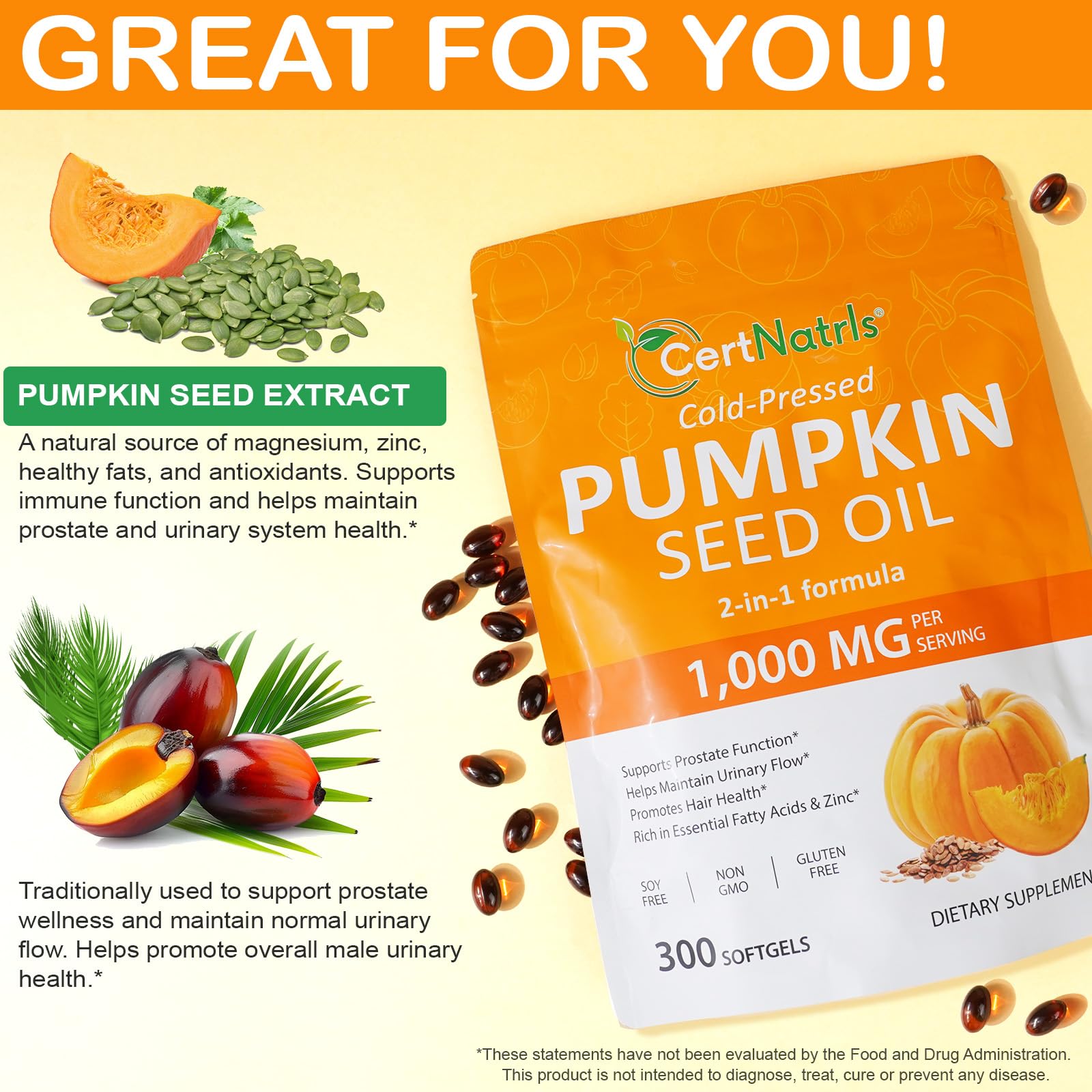 Ztxlqarh 2 in 1 pumpkin seed oil supplement bottle label
