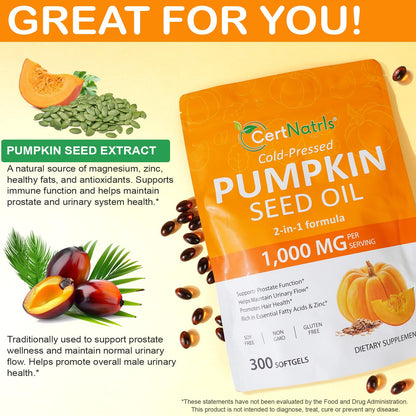 Ztxlqarh 2 in 1 pumpkin seed oil supplement bottle label