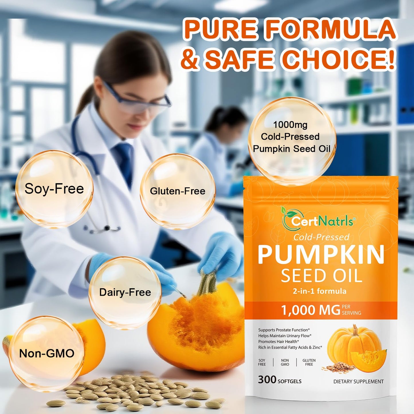 Nutritional facts panel of Ztxlqarh pumpkin seed oil capsules