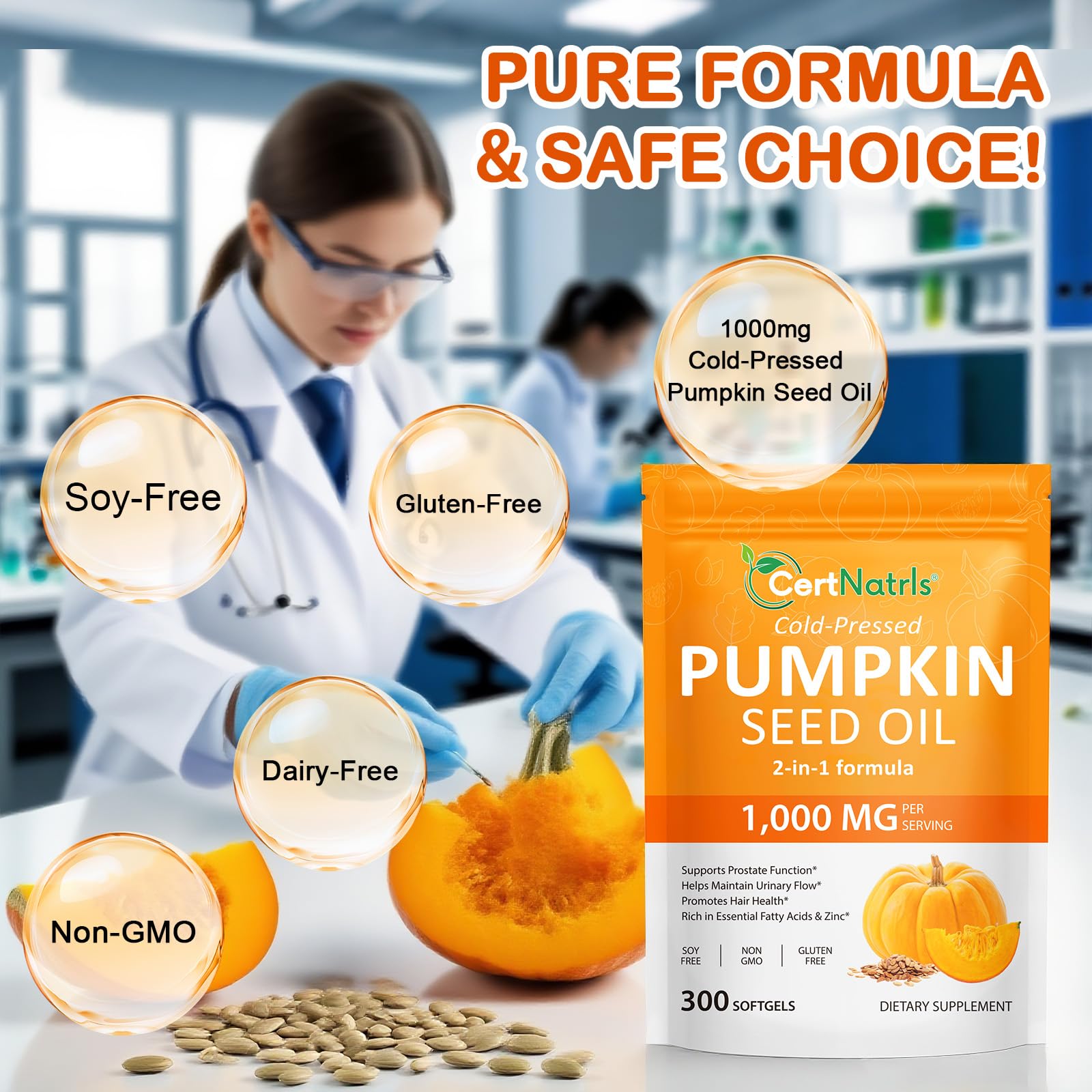 Nutritional facts panel of Ztxlqarh pumpkin seed oil capsules