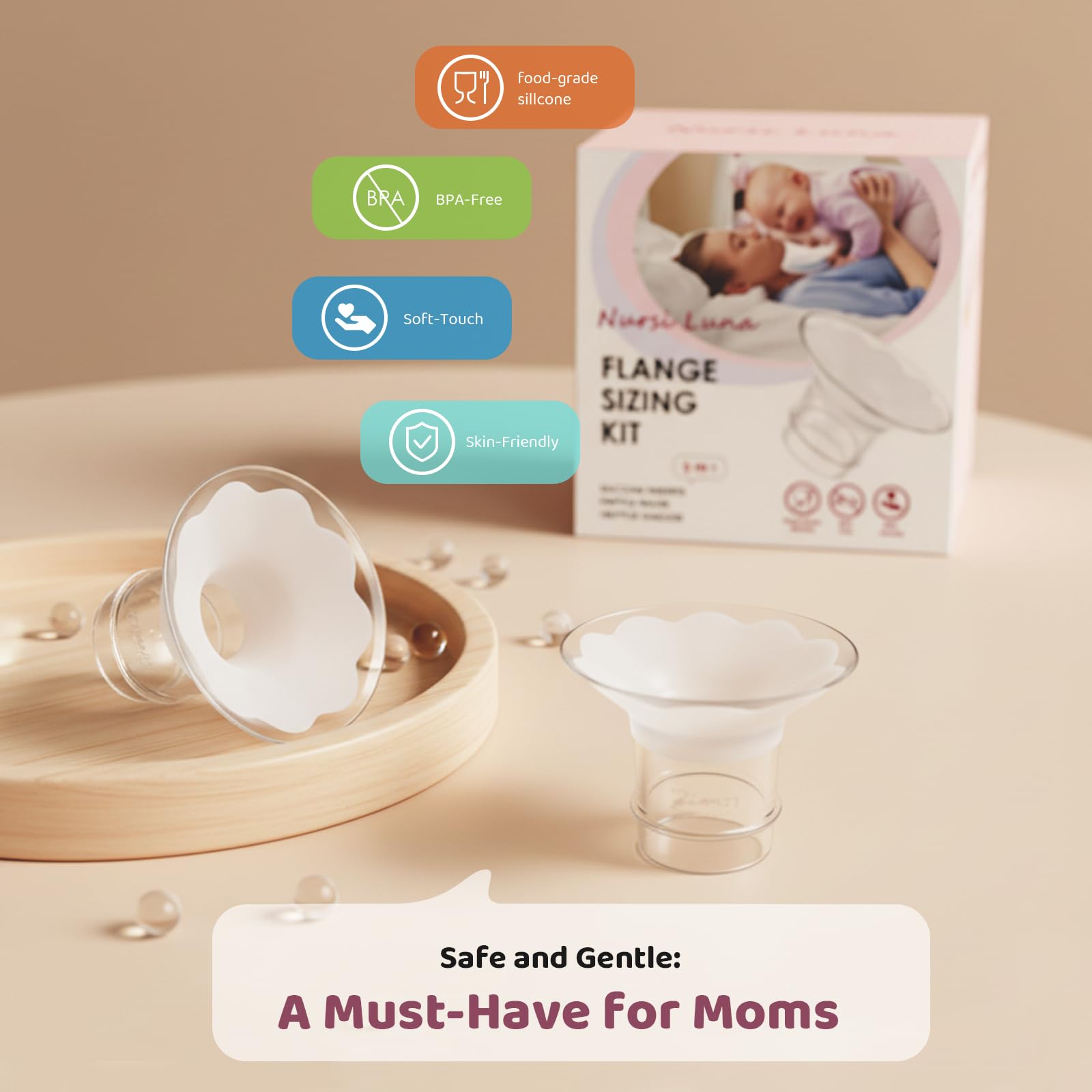 Silicone flange inserts for comfortable breastfeeding