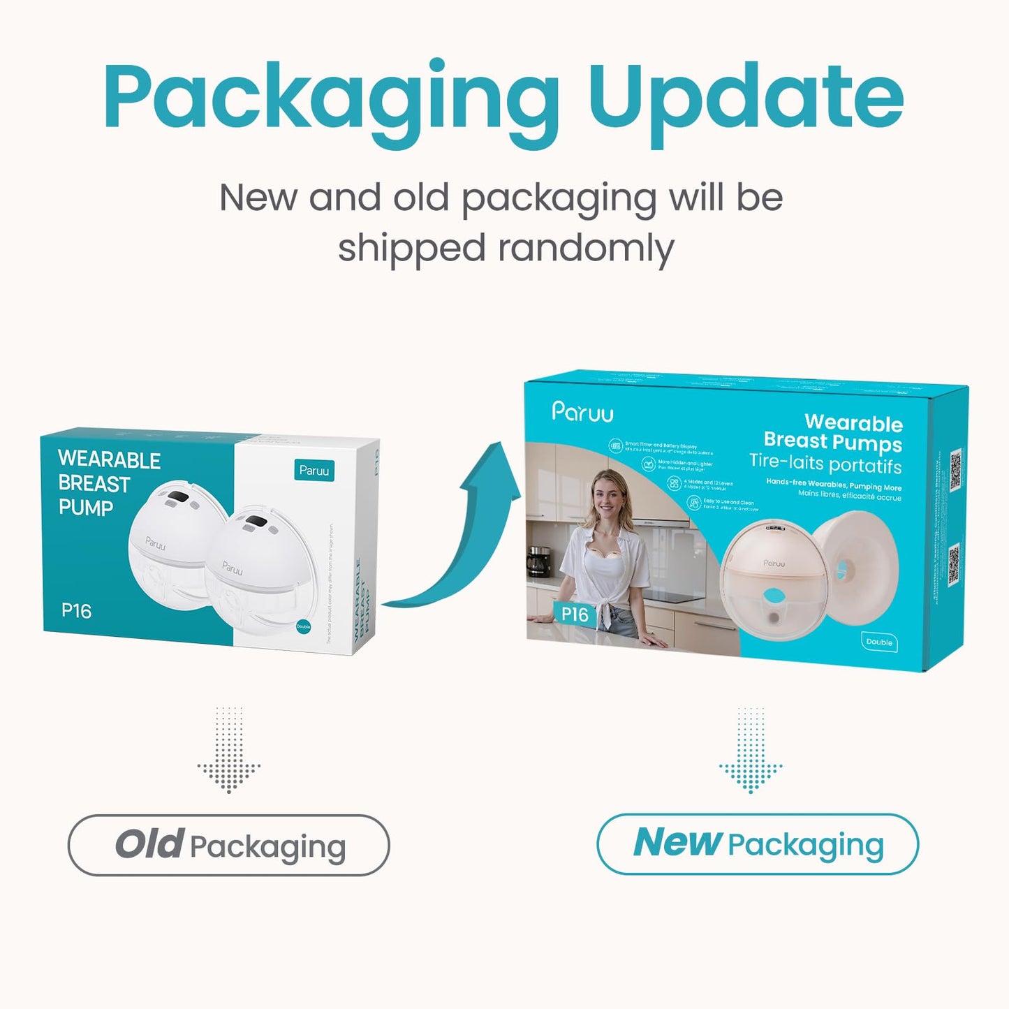 Paruu P16 wearable electric breast pump with LED display