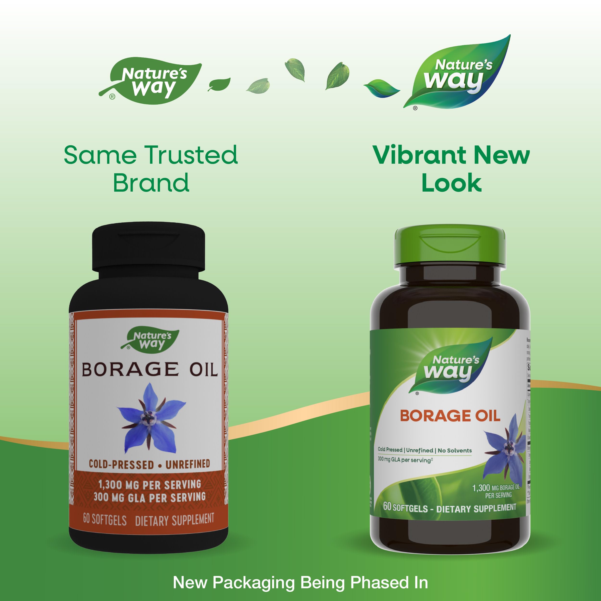 Nature's Way Borage Oil supplement bottle side label