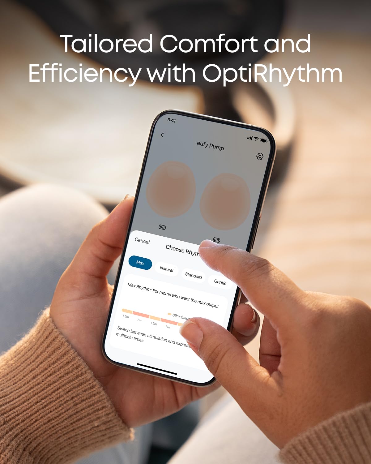 Side profile of slim Eufy wearable breast pump design