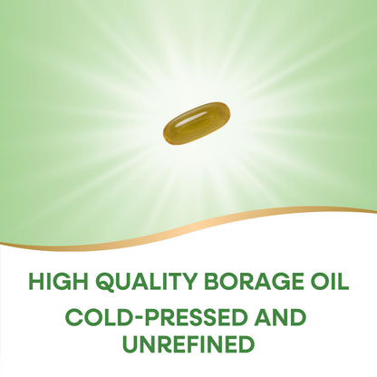 Close up of Nature's Way Borage Oil softgel capsules