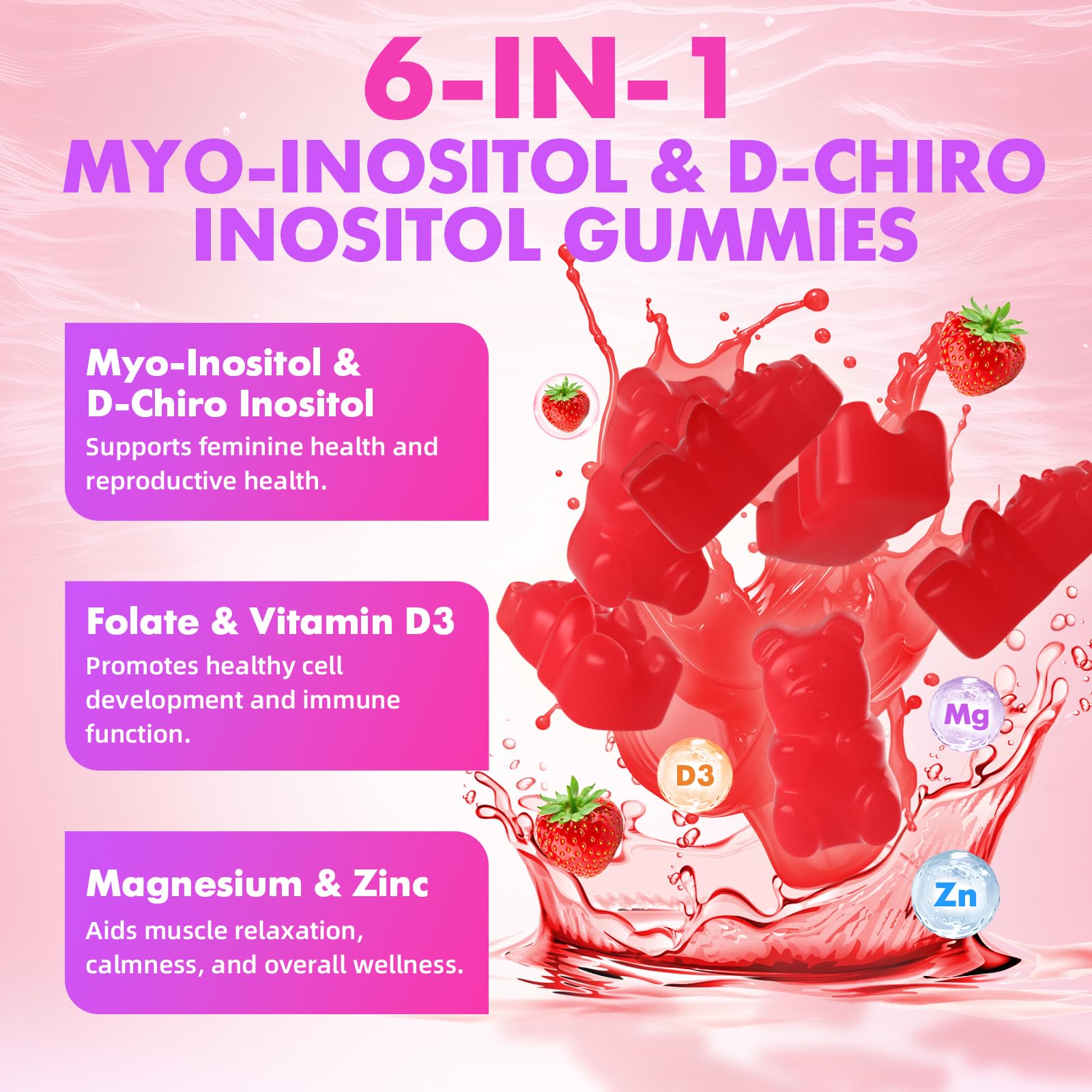 Softbear 40 to 1 ratio Myo and D-Chiro Inositol 60 count bottle nutrition facts label.