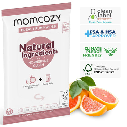 Momcozy pump wipes used on breast pump parts