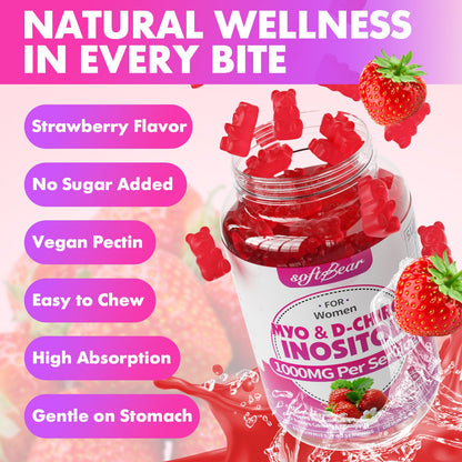 Authentic Softbear reproductive health supplement gummies container angle view.