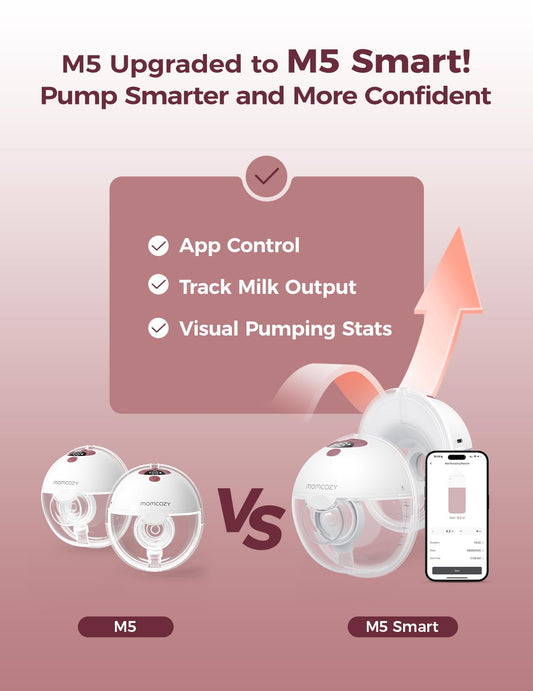 Side profile of Momcozy M5 hands-free electric breast pump