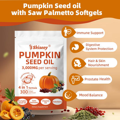 Supplement facts panel for Skiseoy pumpkin seed oil softgels
