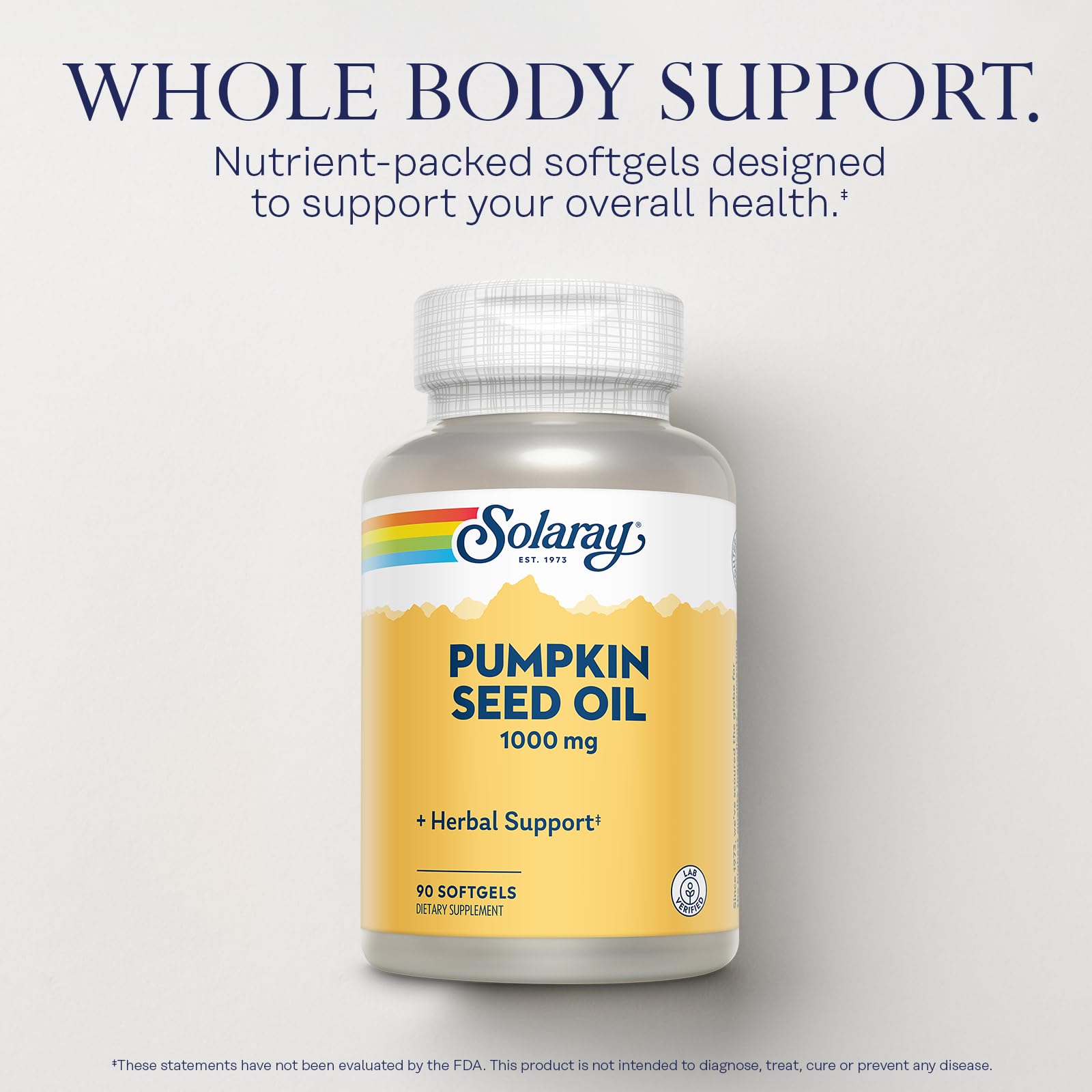 Close up of Solaray Pumpkin Seed Oil softgels