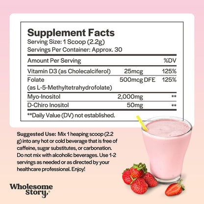 Wholesome Story hormonal balance powder nutritional facts panel