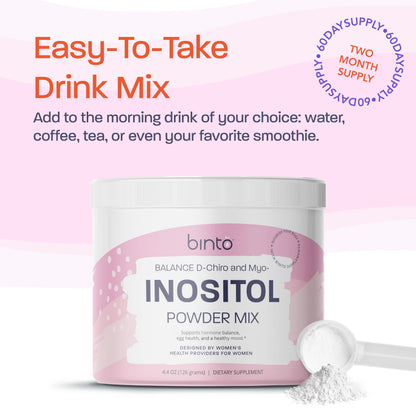 Binto Inositol powder 60 day supply label
