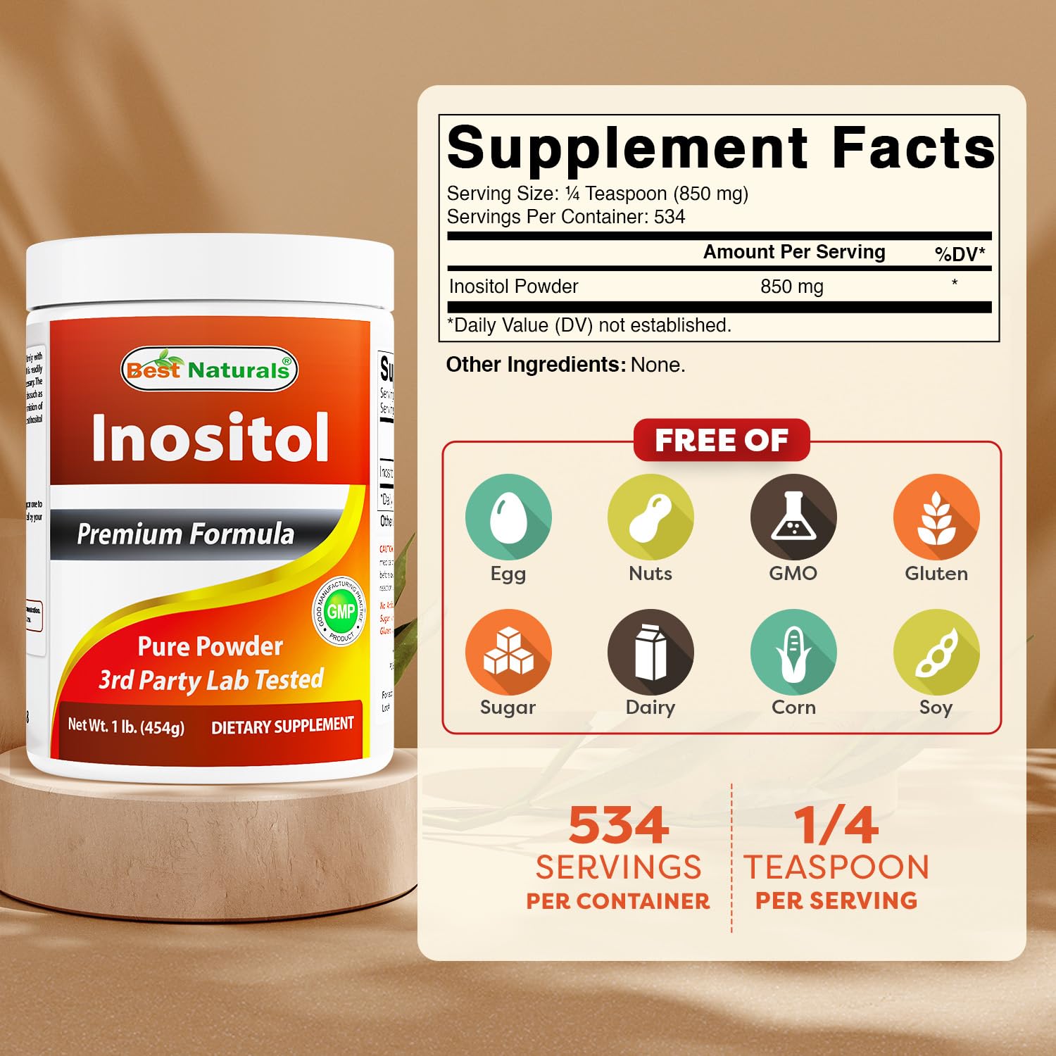 Best Naturals Vitamin B8 powder label details