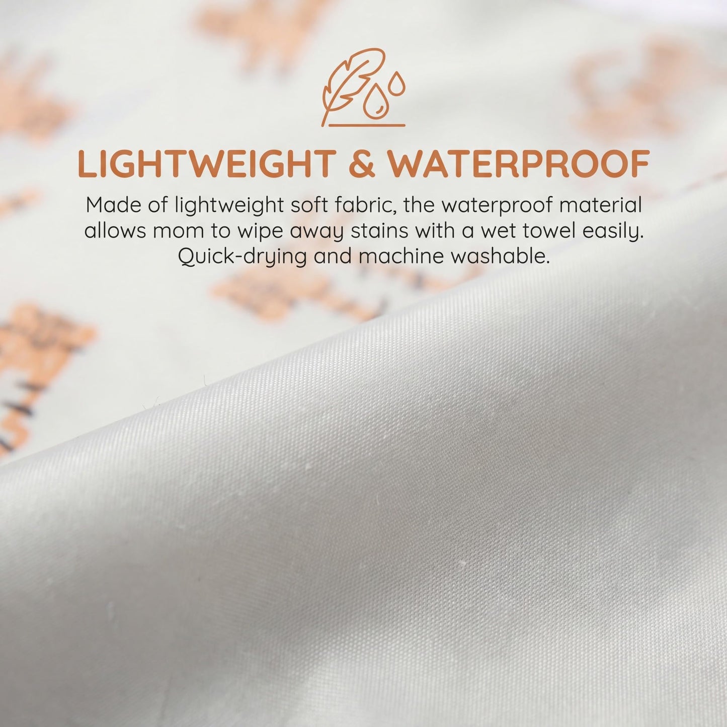 Close up view of the stain resistant and quick drying Polyurethane Laminate fabric.