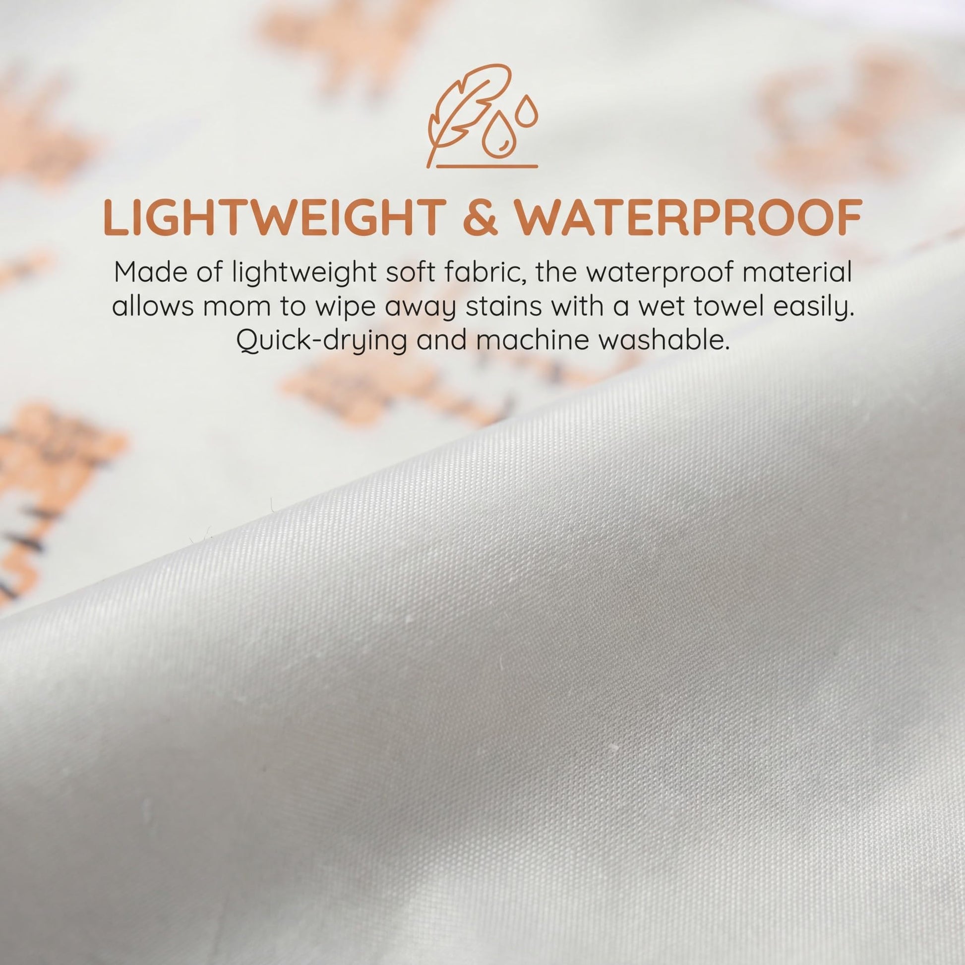 Close up view of the stain resistant and quick drying Polyurethane Laminate fabric.