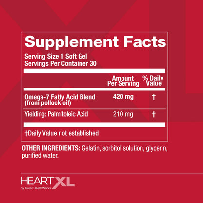 Authentic HeartXL Omega-7 supplement packaging for heart health