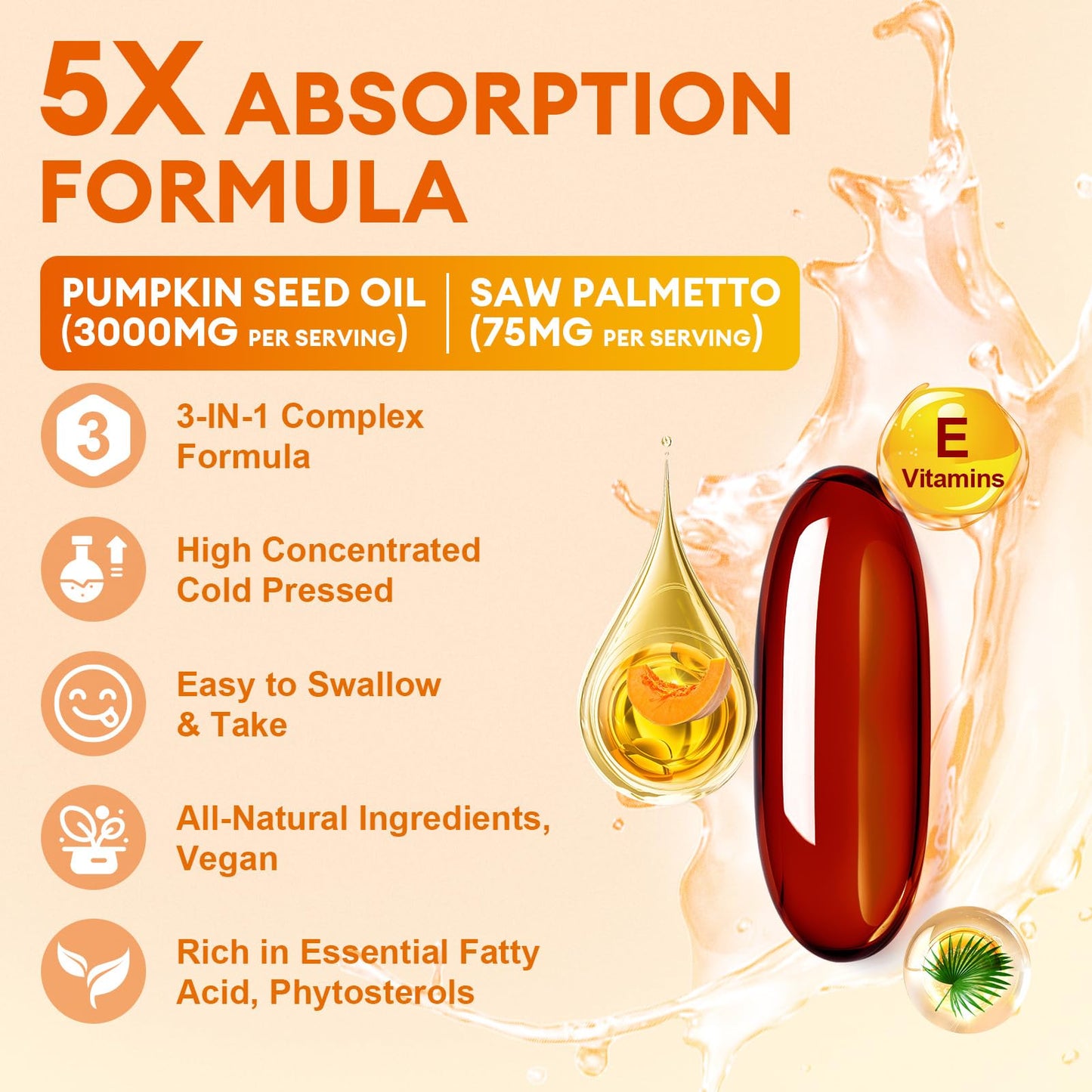 Back label of Femmetra Pumpkin Seed Oil showing ingredients
