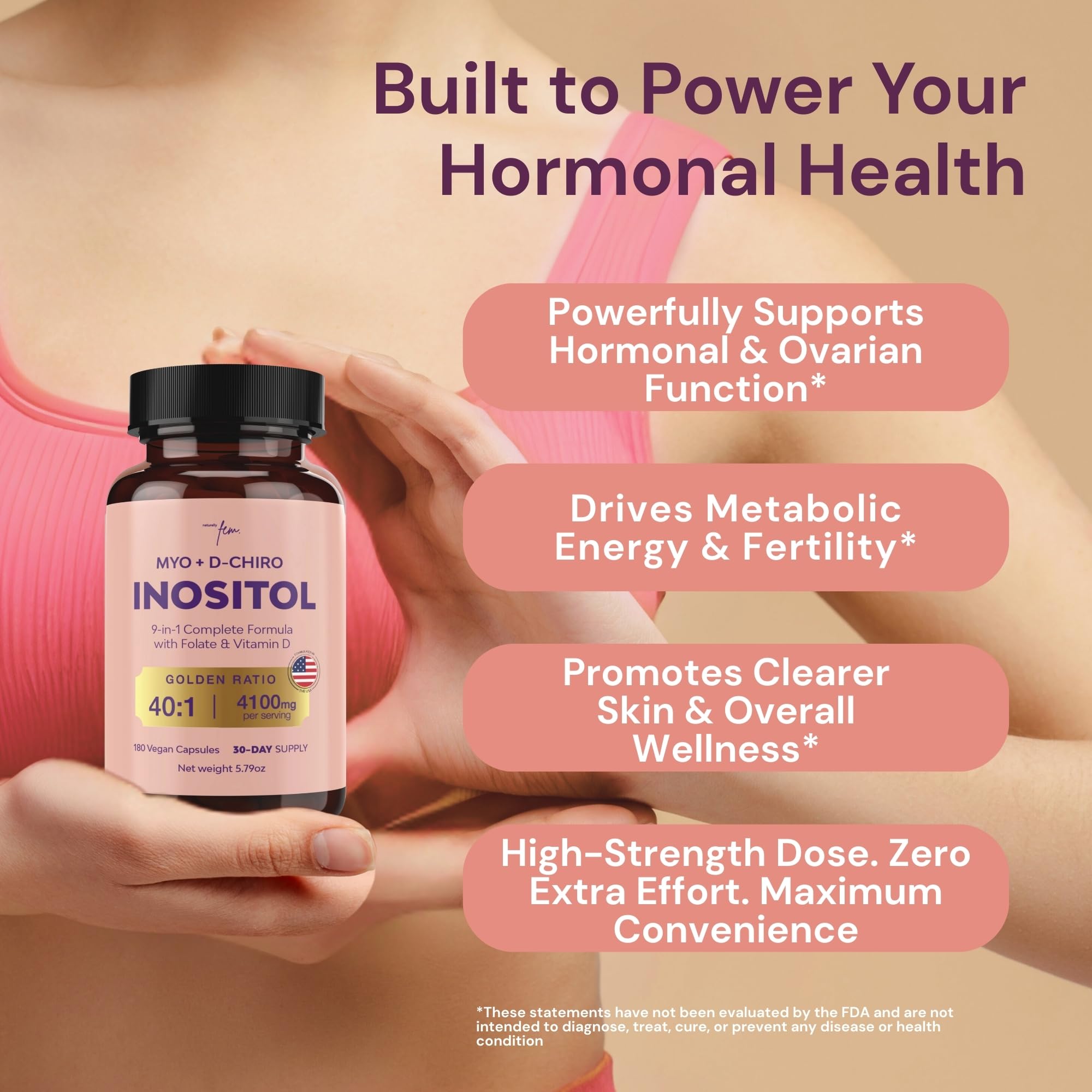 QSTA 4100mg Myo-Inositol and D-Chiro Inositol 9-in-1 formula ingredient label close up