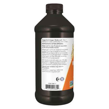 Now Foods Wheat Germ Oil liquid texture close up