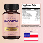 QSTA inositol fem bottle displaying active folate and vitamin D3 nutritional facts