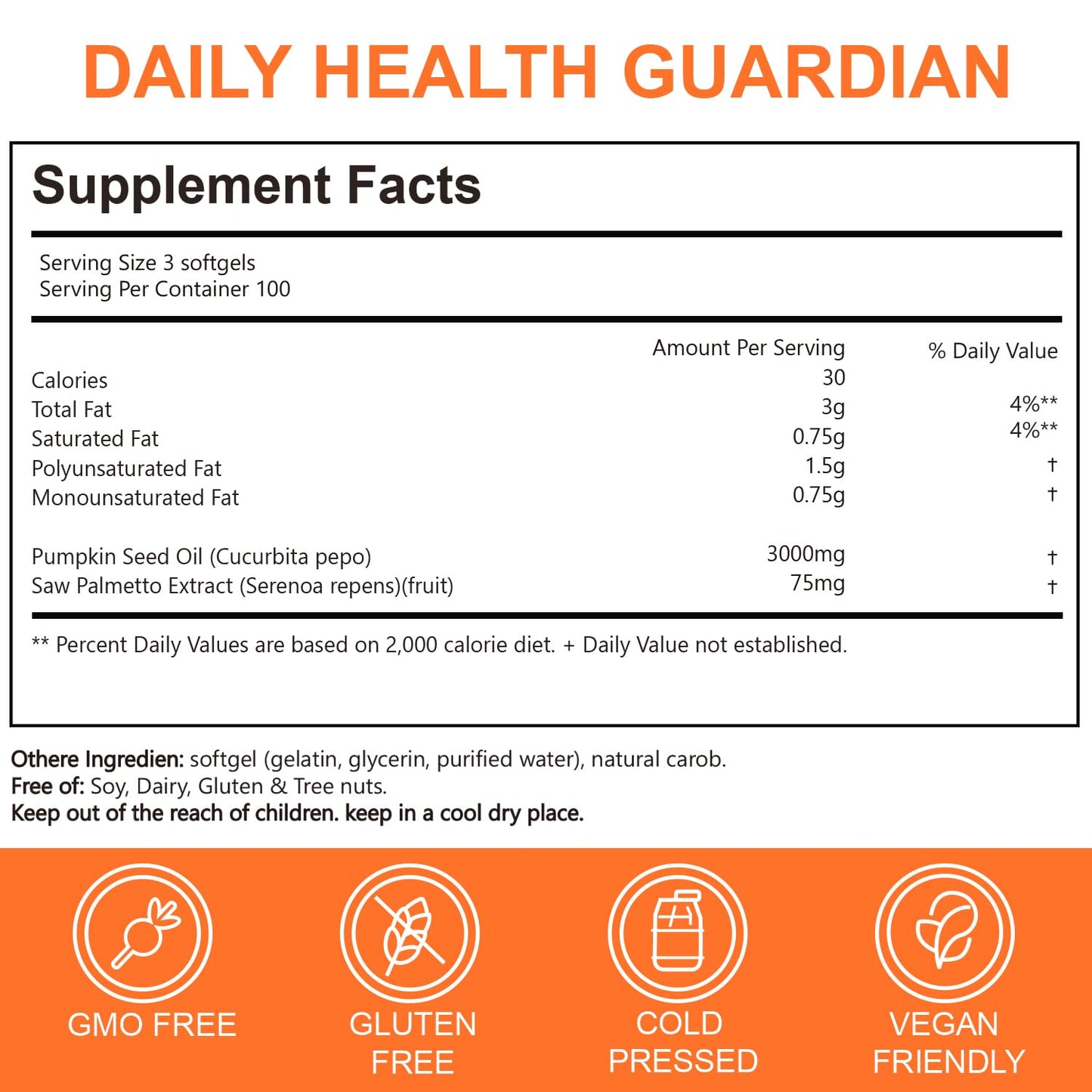 Esthfgpsv 3000mg pumpkin seed oil softgels supplement facts label