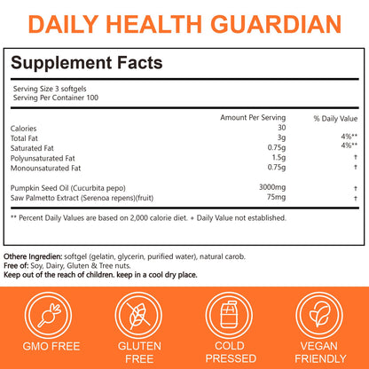 Esthfgpsv 3000mg pumpkin seed oil softgels supplement facts label