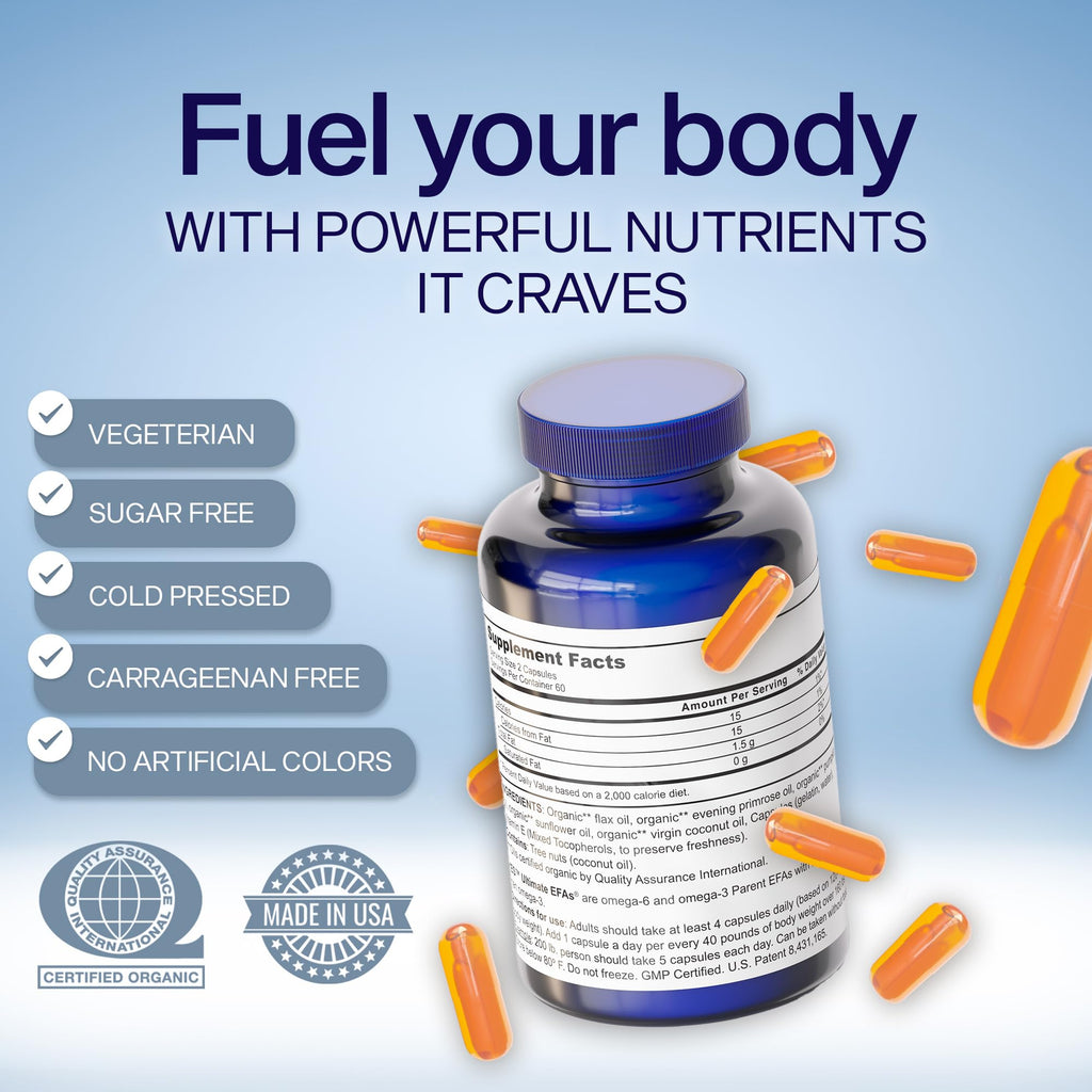 Burpless plant based omega capsules container in hand