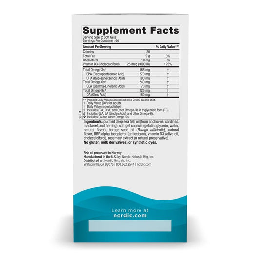 Nordic Naturals Complete Omega-D3 bottle label supplement facts
