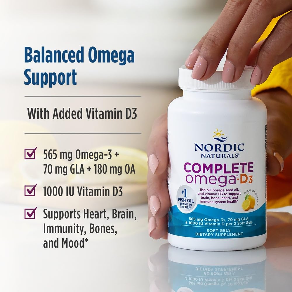 Nordic Naturals 120 count soft gels container with outer product packaging box