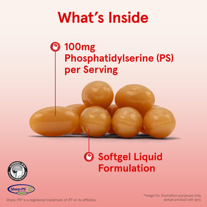 Side profile of Jarrow Formulas PS100 brain support supplement bottle with non GMO certification details