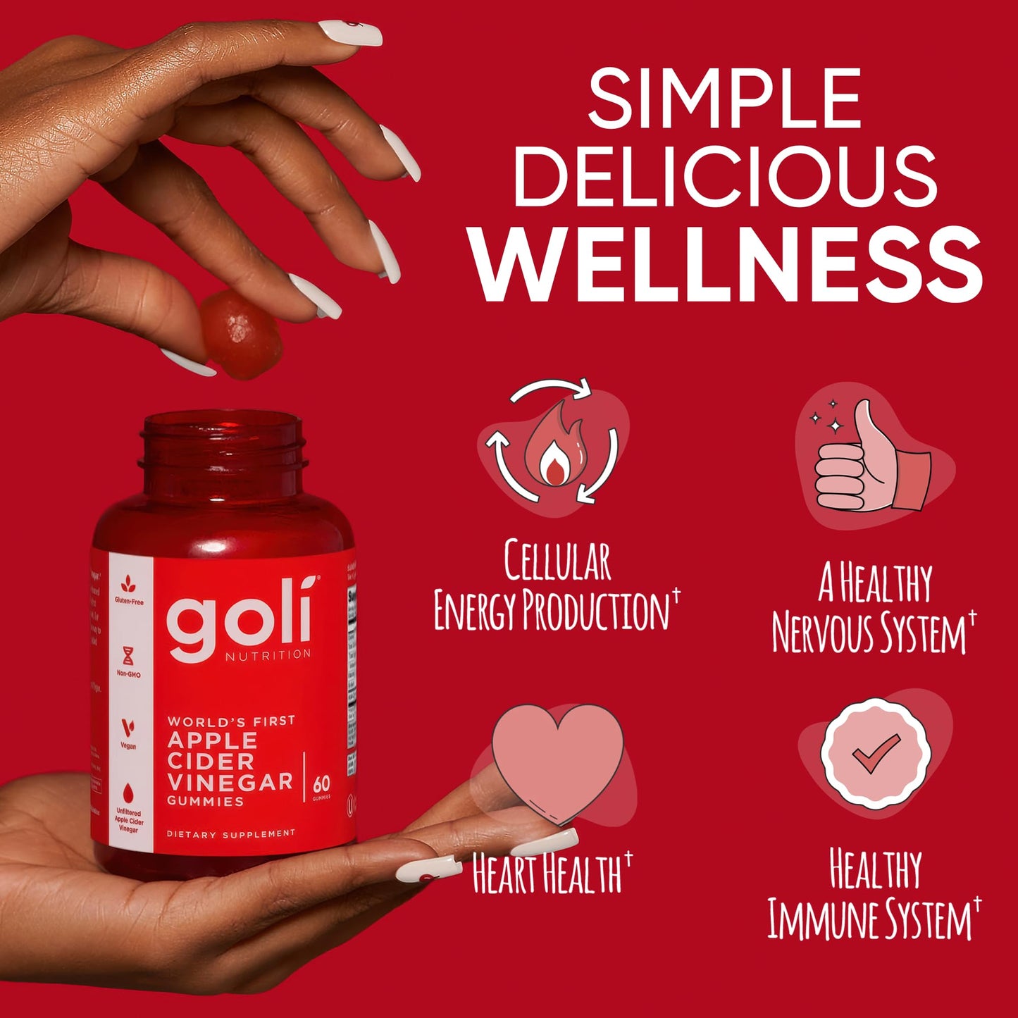Vegan gluten free Goli nutrition gummies close up image