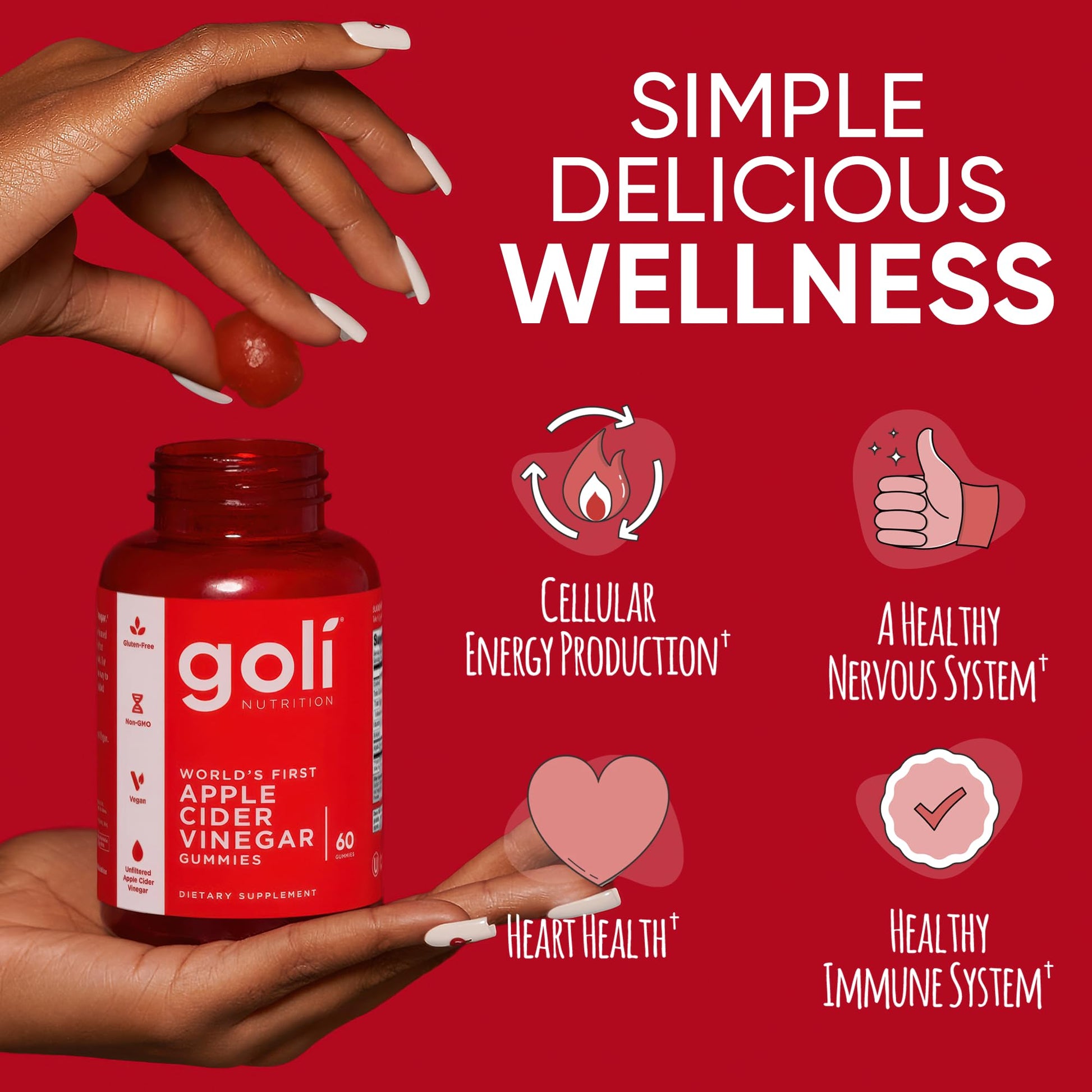 Vegan gluten free Goli nutrition gummies close up image