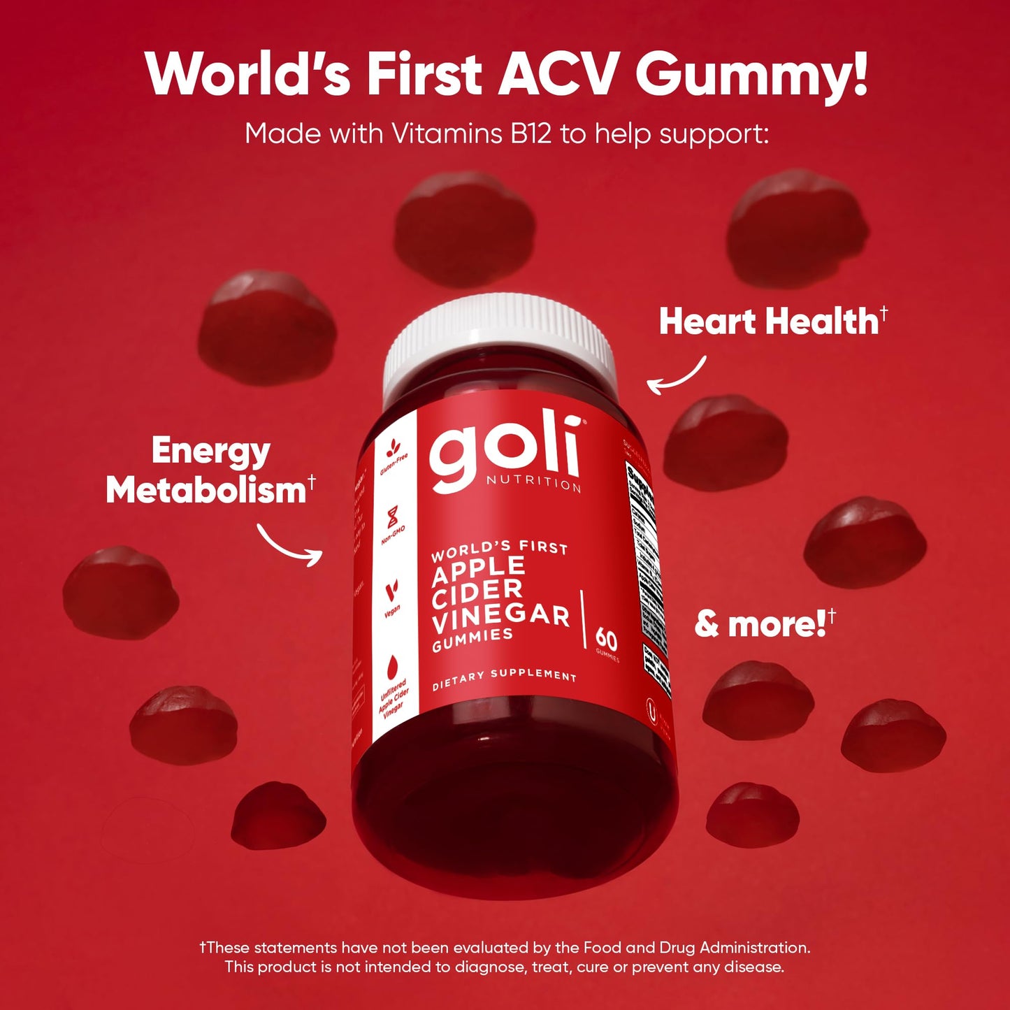 Authentic USA imported Goli ACV gummies red bottle