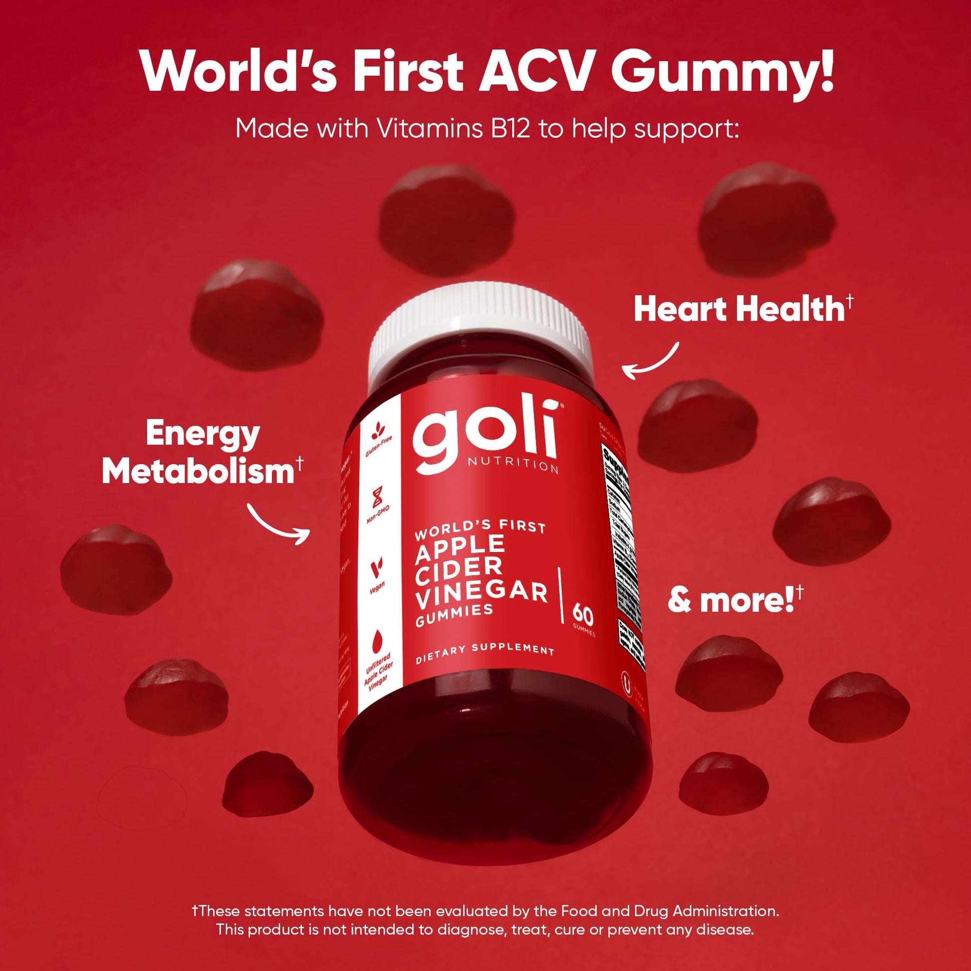 Authentic USA imported Goli ACV gummies red bottle