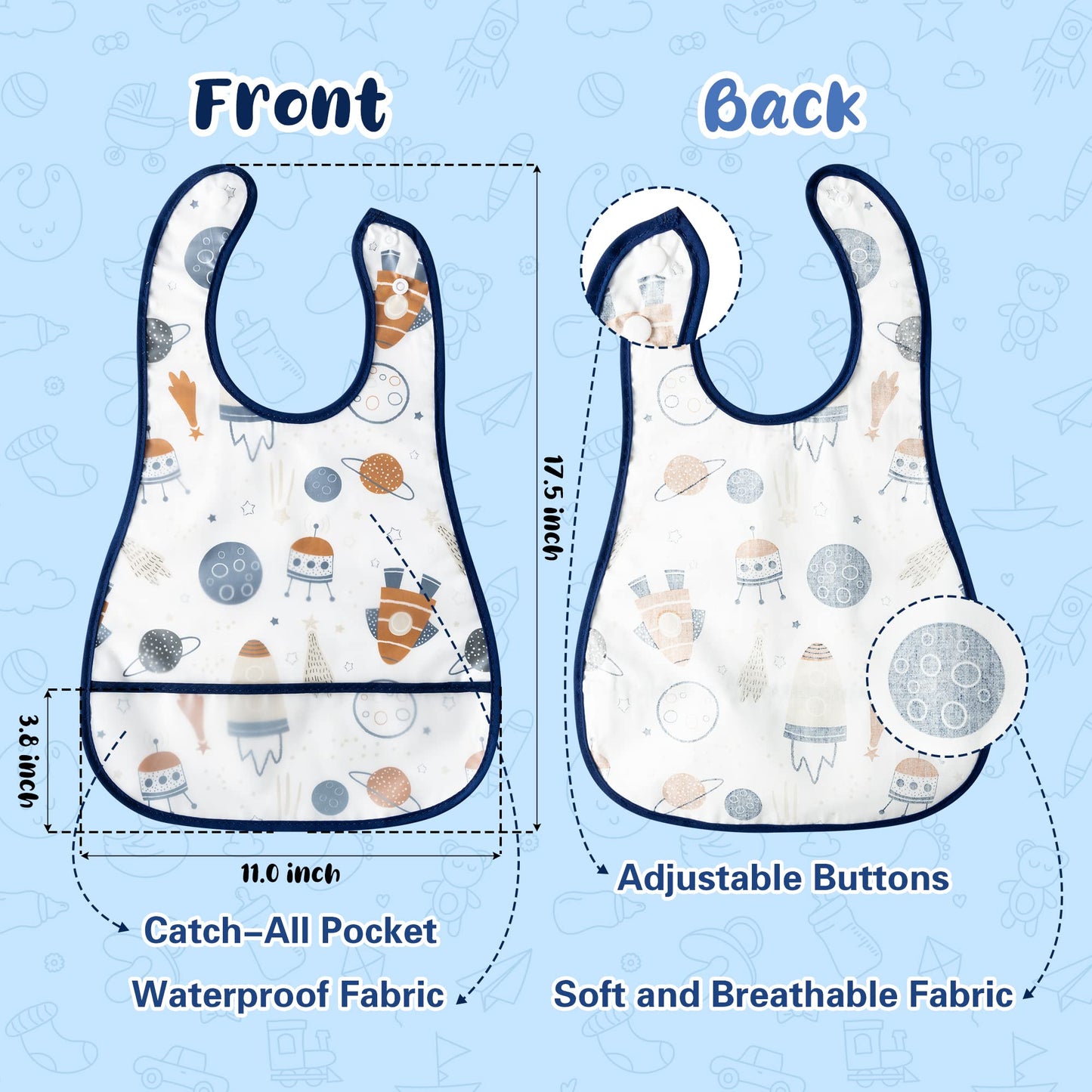 R Horse waterproof toddler feeding bibs set of 5