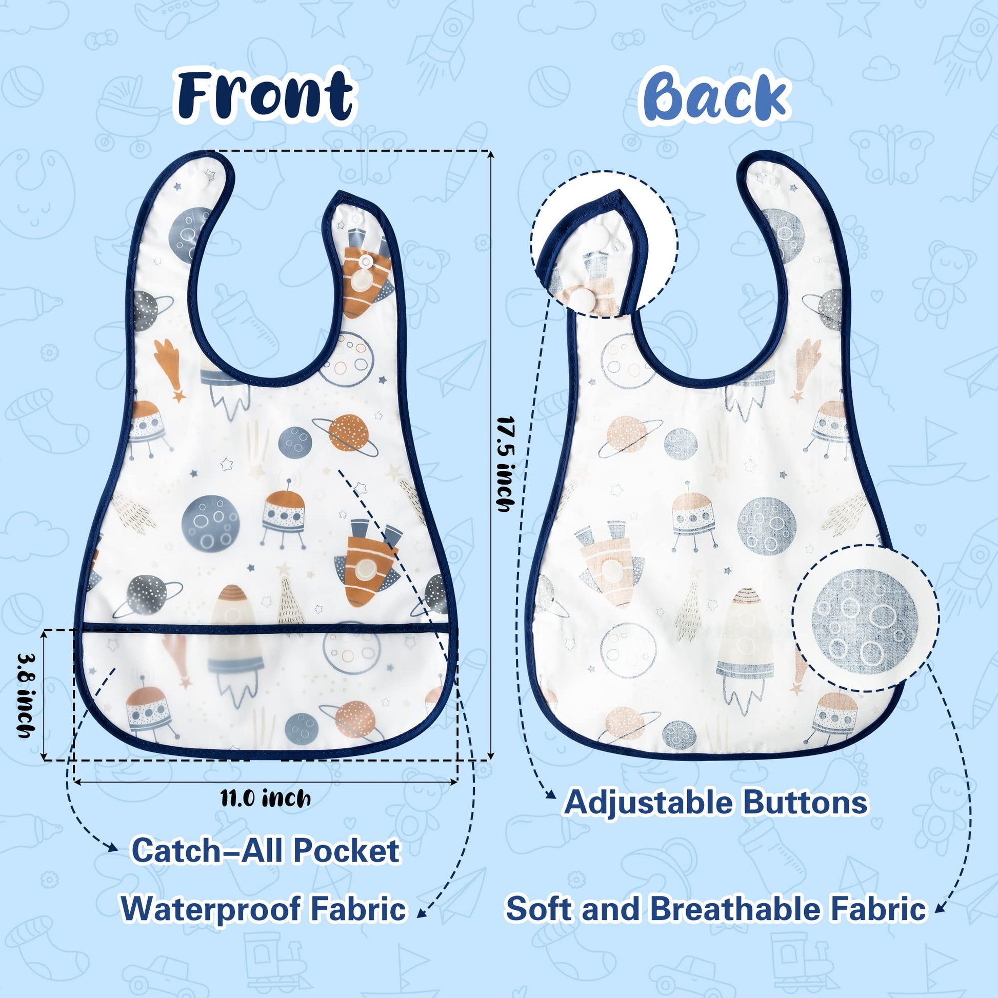 R Horse waterproof toddler feeding bibs set of 5
