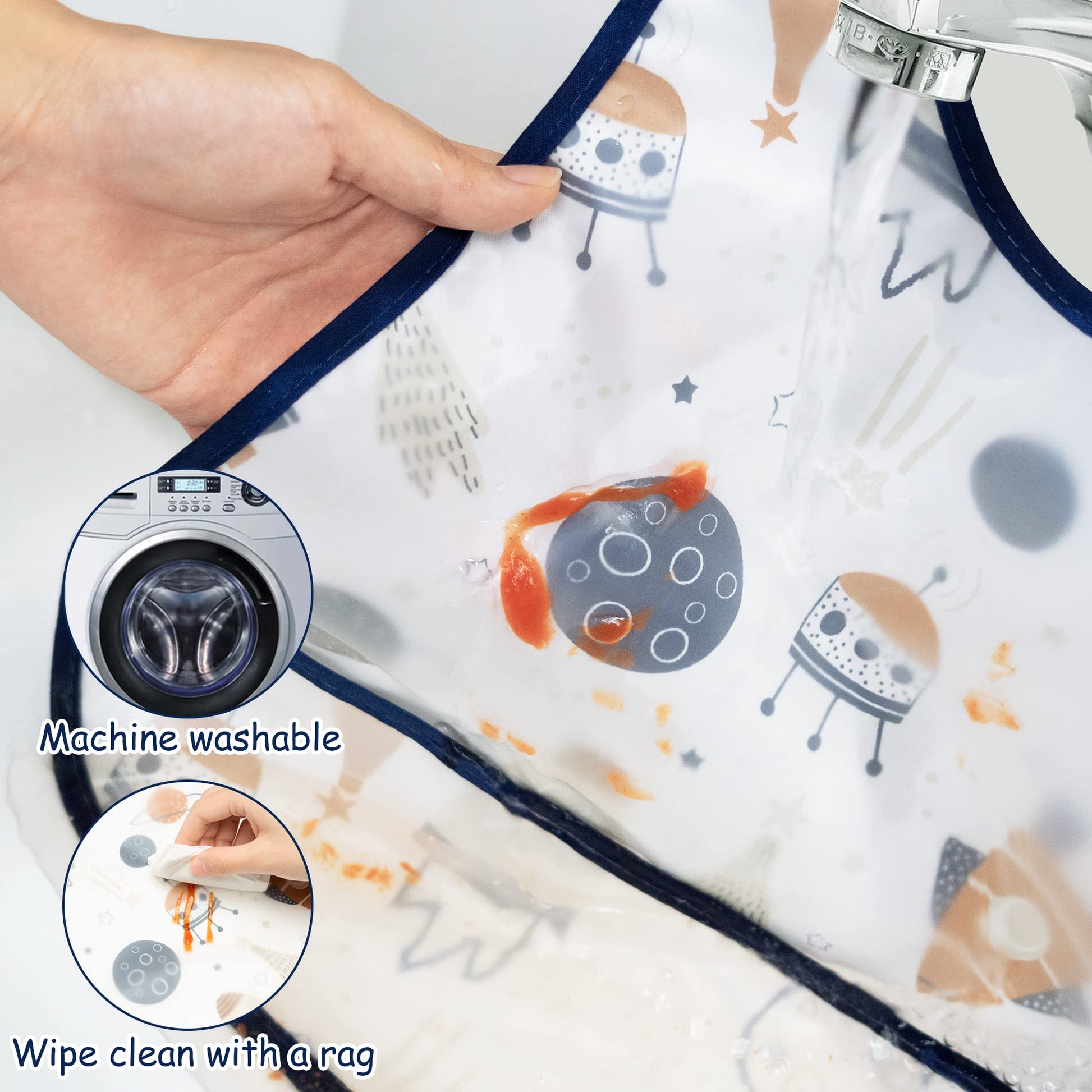 Adjustable snap button baby bibs for infants 6 to 24 months