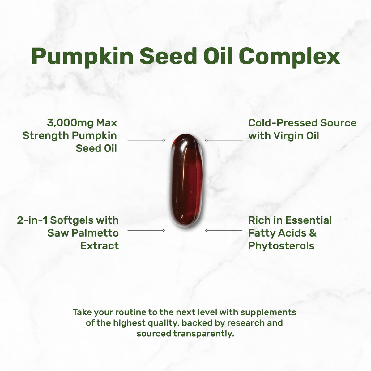 Cold pressed virgin pumpkin seed oil capsules supplement facts