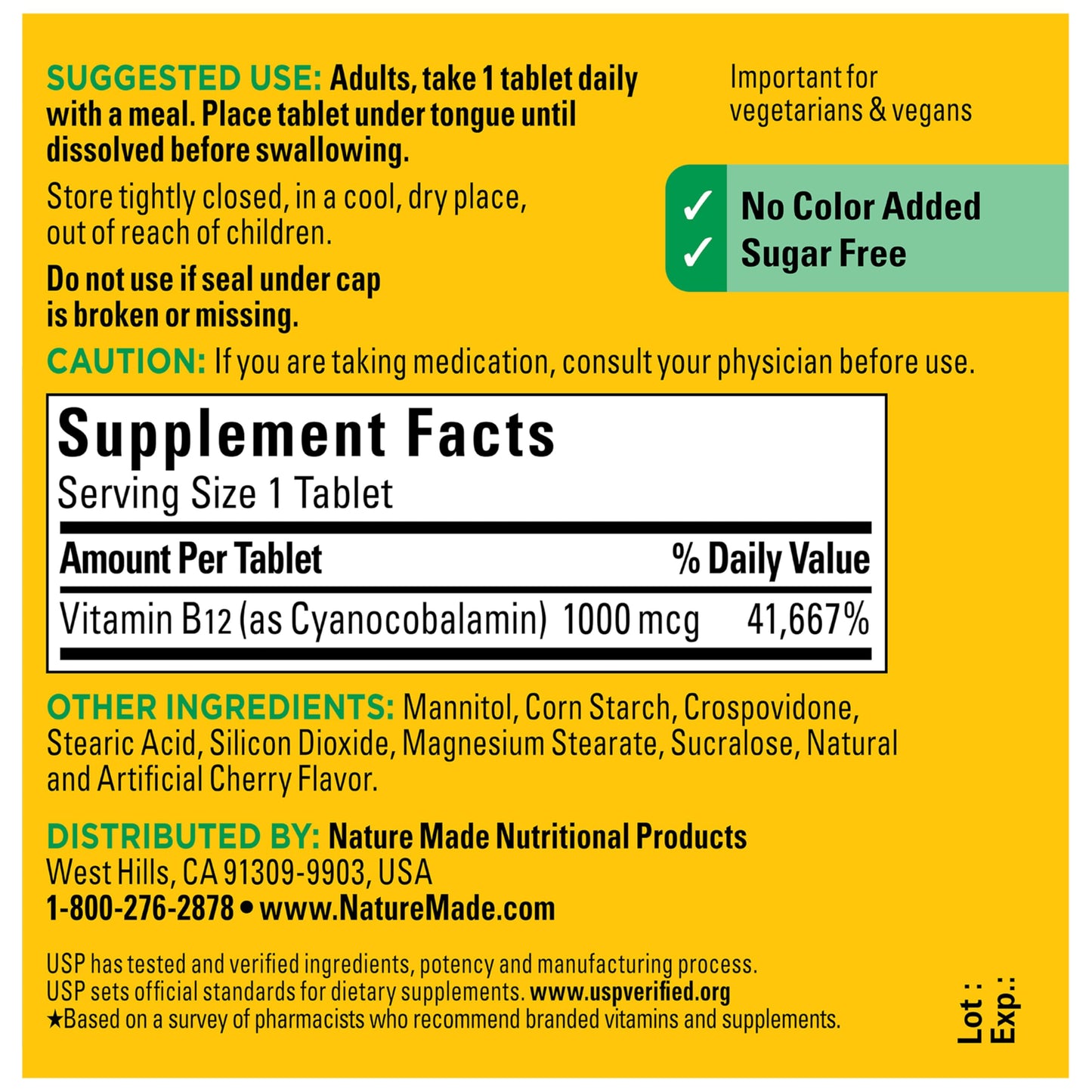 Nature Made authentic USA imported dietary supplement warning label information