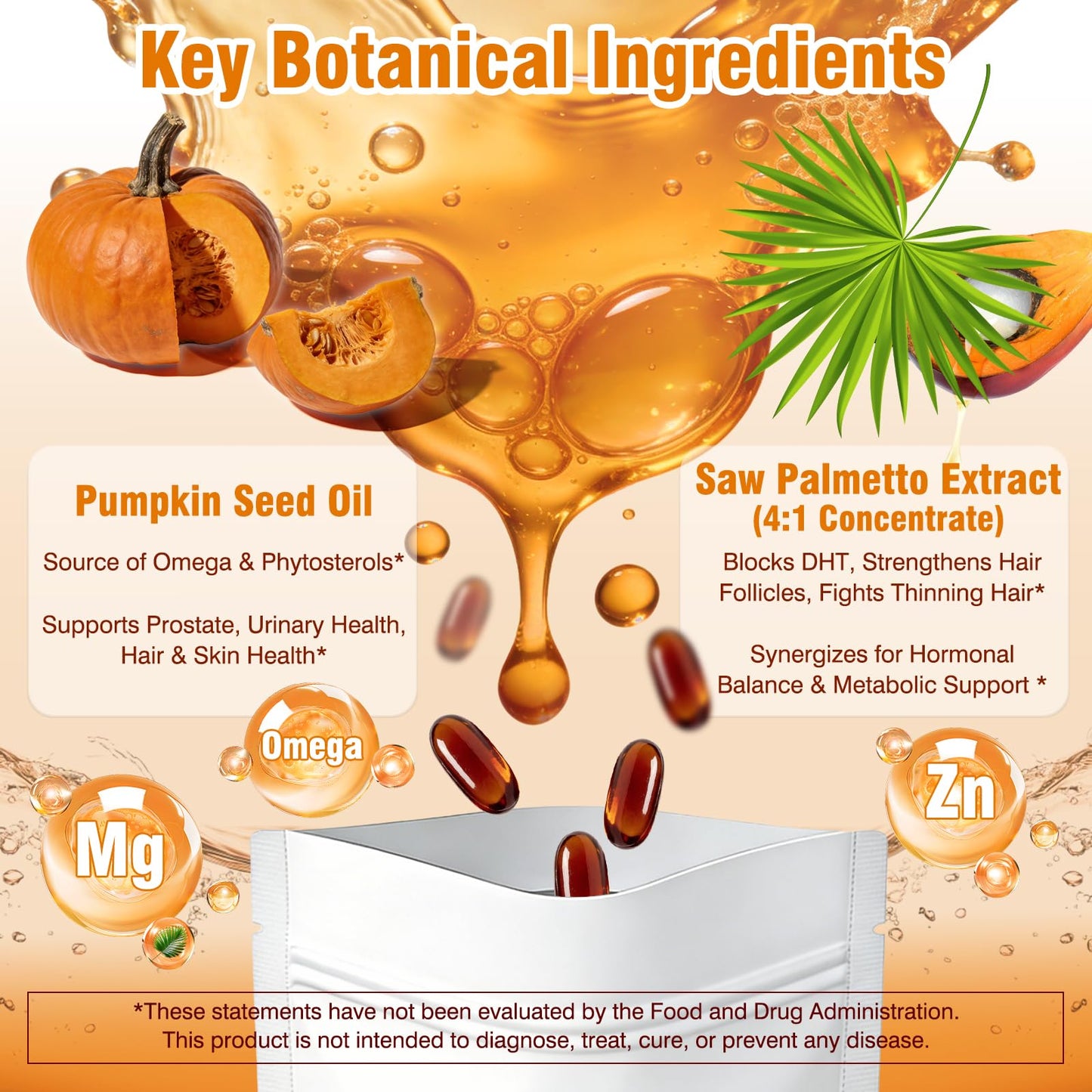 Close up of Fenolutra pumpkin seed oil softgels label details