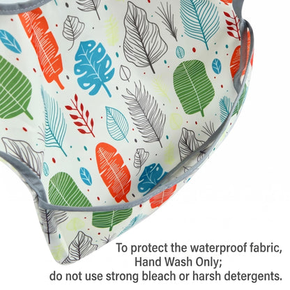PandaEar toddler feeding bib displaying the adjustable snap closure for a comfortable neck fit.