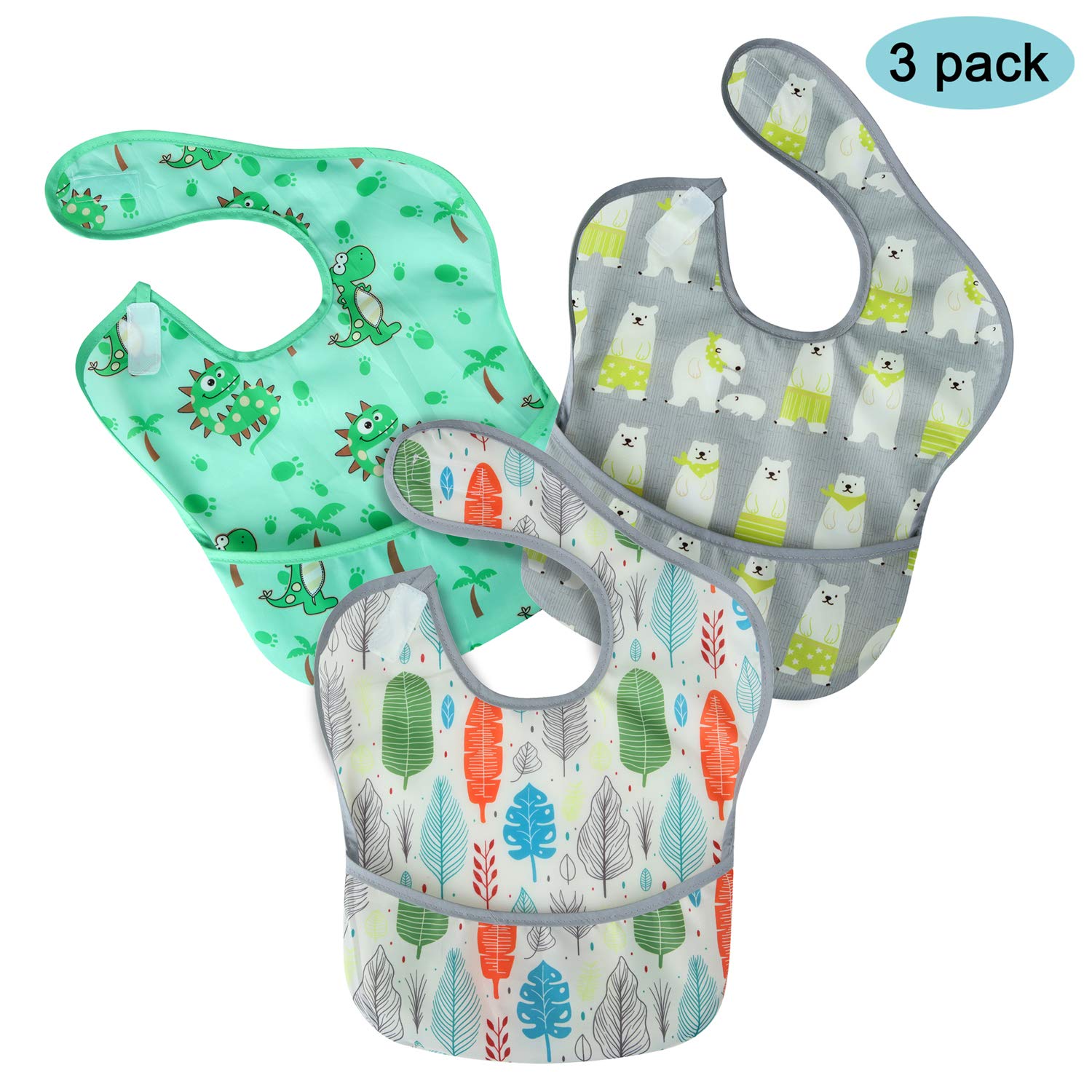 PandaEar stain resistant baby bib set packaging displaying authentic USA imported baby care products.