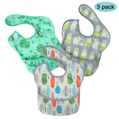PandaEar stain resistant baby bib set packaging displaying authentic USA imported baby care products.